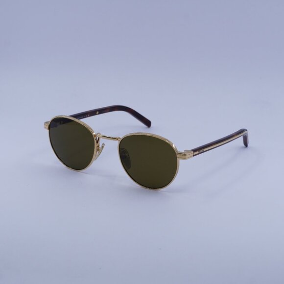 Prada PRB52S 5AK09Z Sunglasses Gold Round Frame, Dark Brown Lenses main image 7